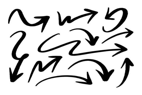 手描き矢印セット 落書きベクトルイラスト — ストックベクタ