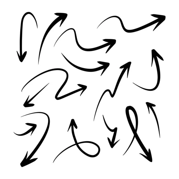 Mano Dibujado Flecha Conjunto Ilustración Vectorial Doodle Eps — Vector de stock