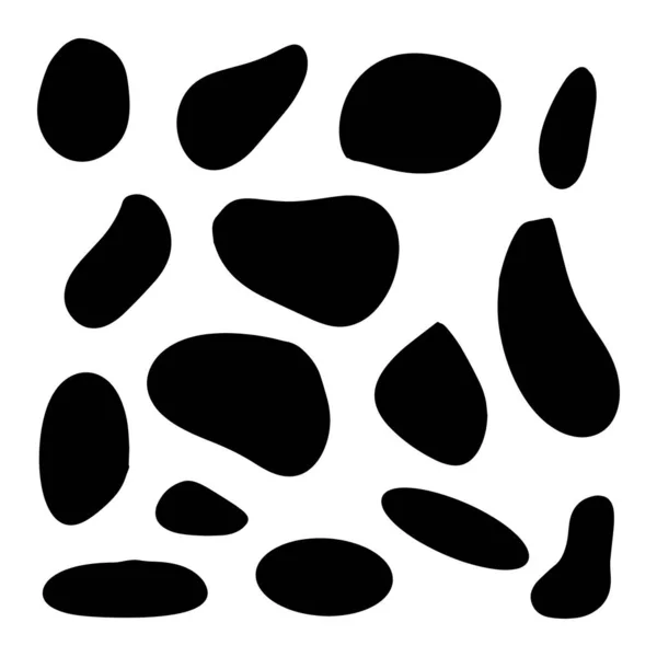 stock vector Random organic blobs, Random blots, ink blots, Spot shapes. Splash, spot chart. A drop of liquid, liquid. Pebbles, stone silhouettes.