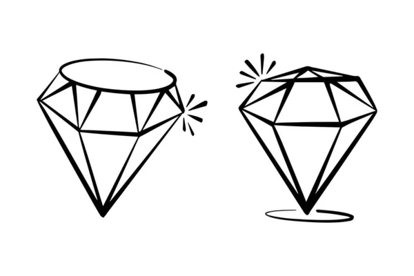 Diamante Scarabocchiato Disegnato Mano Icona Gemme Illustrazione Vettoriale — Vettoriale Stock