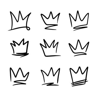 Doodle taç çizgisi sanatı, vektör çizimi.