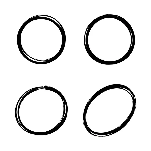 Super Set Circles Lines Sketch Hand Drawn Doodle Circles Design — Stock Vector