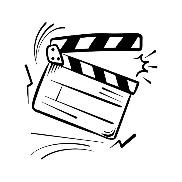 Film Clapperboard Doodle Ikone Das Board Klatscht Die Videoclip Szene — Stockvektor