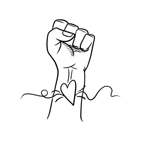 権力と卓越性の象徴である拳を示す手を挙げ成功を示すベクトル図 — ストックベクタ