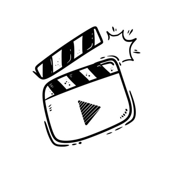 Ikona Filmařského Clapperboardu Tleskání Desky Pro Spuštění Scény Videoklipem — Stockový vektor