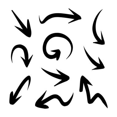 El çizimi ok seti. Doodle vektör çizimi. 10 saniye..