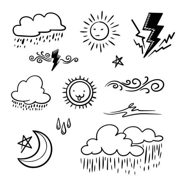 stock vector vector set of weather doodle elements, for design purposes