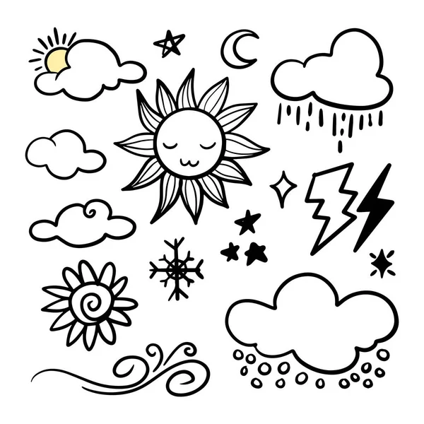 stock vector vector set of weather doodle elements, for design purposes