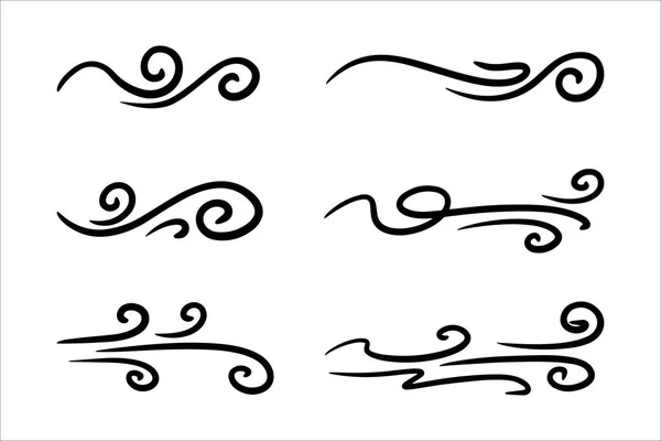 Handritad Vind Doodle Set Vektor Illustration — Stock vektor