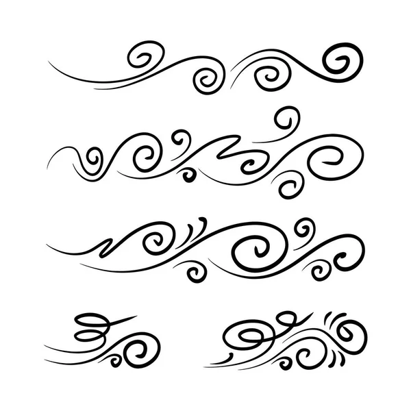 Handgetekende Wind Doodle Set Vector Illustratie — Stockvector