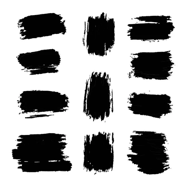 Czarne Szczotki Ratunkowe Grunge Tekstury Plusk Sztandaru Ilustracja Wektora — Wektor stockowy