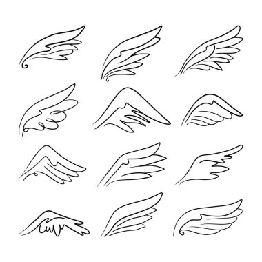 Robot melek kanatları. Melek tüyü kanadı. Vektör illüstrasyonu.