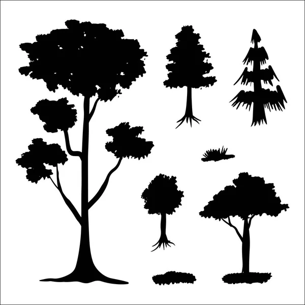Doodle Set Hand Drawn Trees — Stock Vector