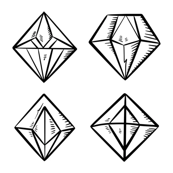 Ručně Kreslený Diamant Ikona Drahokamů Vektorová Ilustrace — Stockový vektor