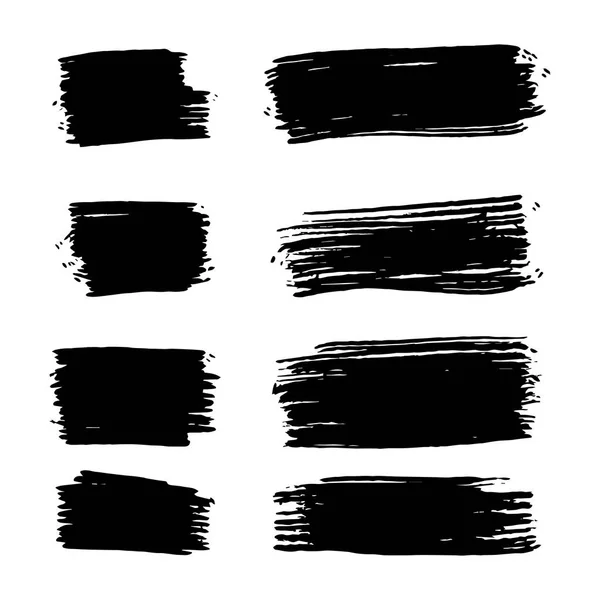 Czarne Szczotki Ratunkowe Grunge Tekstury Plusk Sztandaru Ilustracja Wektora — Wektor stockowy