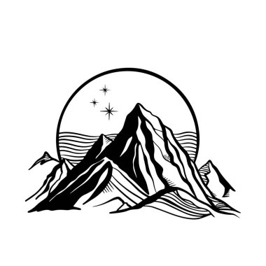 yaratıcı minimalist modern çizgi sanat baskısı. Soyut dağ çağdaş estetik arkaplan manzarası.