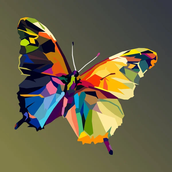 Wpapアートスタイル ポップアート ベクターイラストを使用して描かれた美しい翼蝶 — ストックベクタ
