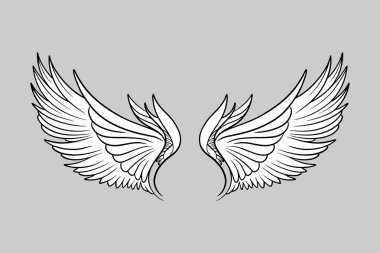 Robot melek kanatları. Melek tüyü kanadı. Vektör illüstrasyonu.