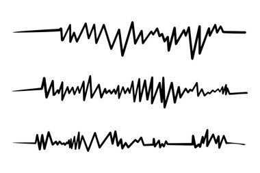 Kalp atışlarının, volkanların ve depremlerin karalama grafikleri..