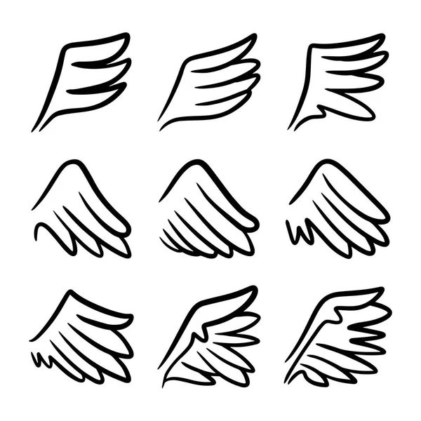 天使の翼をスケッチ 天使の羽の翼 ベクターイラスト — ストックベクタ
