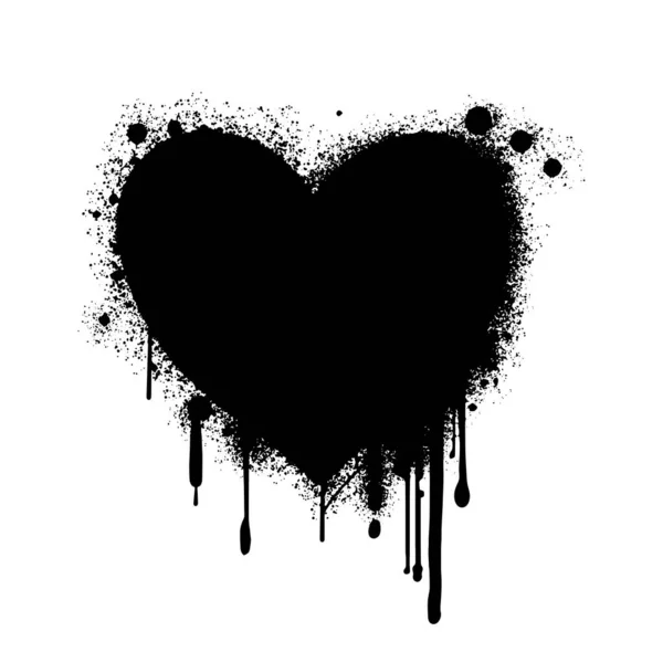 Black Distress Brush Forma Amor Textura Grunge Banner Splash Arte — Vector de stock