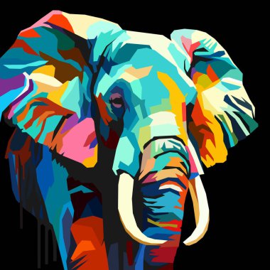 Yetişkin fil WPAP sanat tarzı, pop sanatı, vektör illüstrasyonunu kullanarak çizildi.