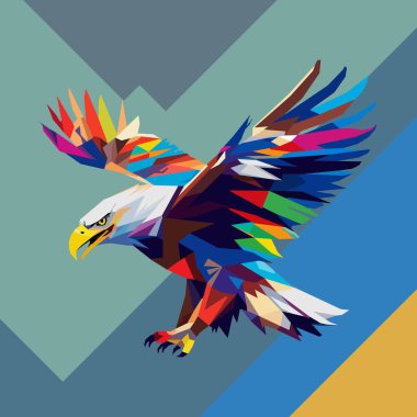 WPAP sanat tarzı, pop sanatı, vektör illüstrasyonunu kullanarak büyük kanatlı uçan kartal.