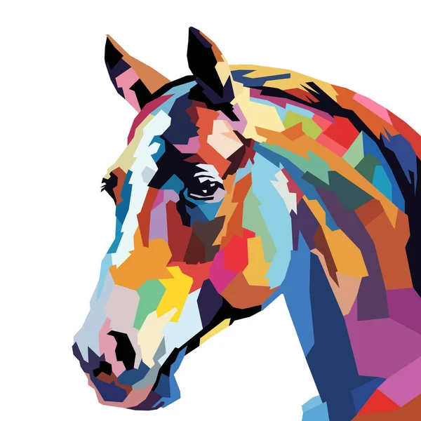 Cavalo Principal Desenhado Usando Estilo Arte Wpap Pop Art Ilustração — Vetor de Stock