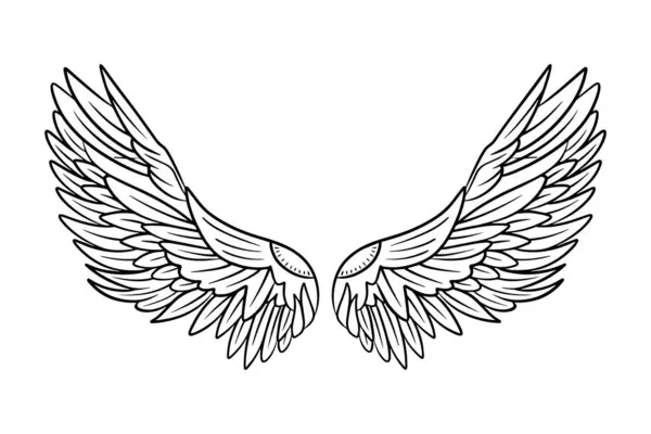 Нарисуй Крылья Ангела Крыло Ангельского Пера Векторная Иллюстрация — стоковый вектор