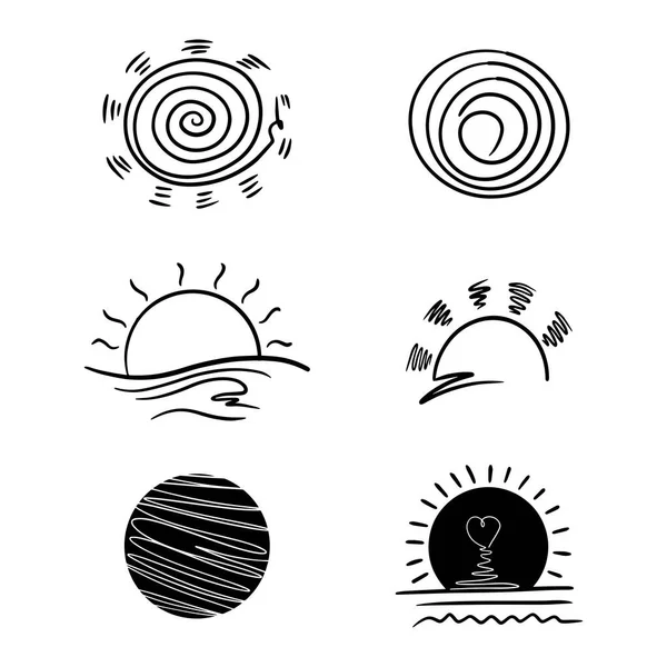 手绘涂鸦太阳 设计元素 矢量说明 — 图库矢量图片