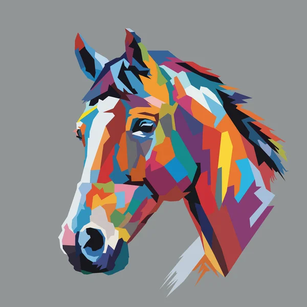 Cavalo Principal Desenhado Usando Estilo Arte Wpap Pop Art Ilustração — Vetor de Stock