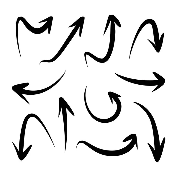 El çizimi ok seti. Doodle vektör çizimi. 10 saniye..