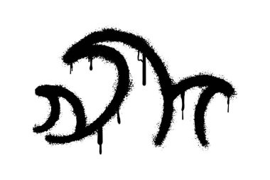 Sprey boyalı grafiti, beyaz arka planda izole edilmiş su sembolü..