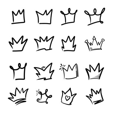 Doodle taç çizgisi sanatı, vektör çizimi.