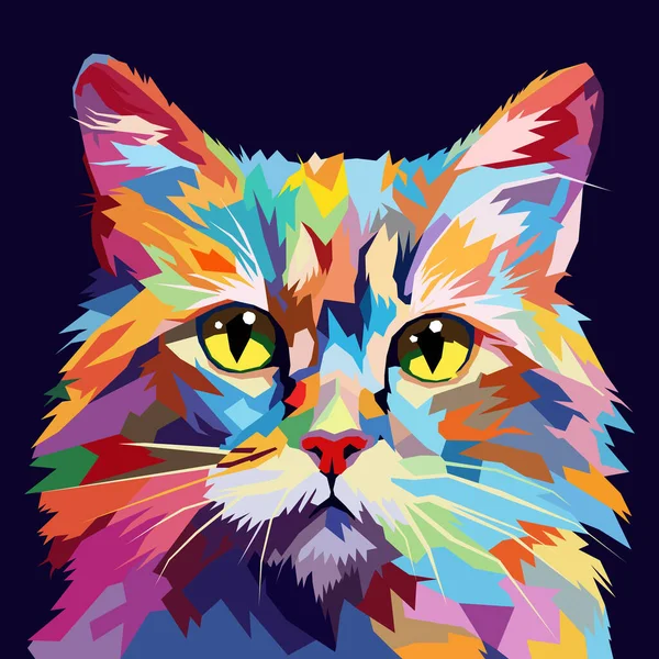 kedi yüzü WPAP sanat tarzı, pop sanatı, vektör illüstrasyonu kullanılarak çizildi.