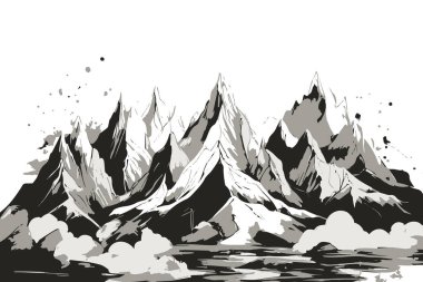 Minimalist modern çizgi sanat baskısı. Soyut dağ çağdaş estetik arkaplan manzarası.