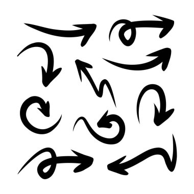 El çizimi ok seti. Çizim illüstrasyonu.