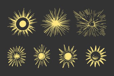 El çizimi karalama güneşi. Tasarım elemanı. vektör illüstrasyonu.