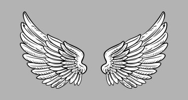 Robot melek kanatları. Melek tüyü kanadı. Vektör illüstrasyonu.