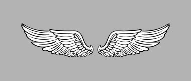 Robot melek kanatları. Melek tüyü kanadı. Vektör illüstrasyonu.