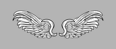 Robot melek kanatları. Melek tüyü kanadı. Vektör illüstrasyonu.