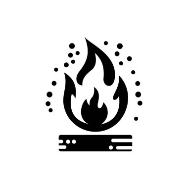 Ateş vektörü, alev ikonu. Beyaz arkaplanda siyah simge izole edildi.