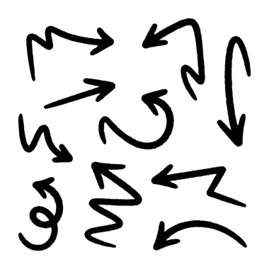 El karalama oku seti, vektör illüstrasyonu