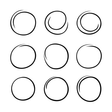 Süper daire çizgileri çizimi el çizimi. Tasarım ögeleri için karalama çemberleri