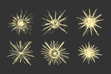 El çizimi karalama güneşi. Tasarım elemanı. vektör illüstrasyonu.