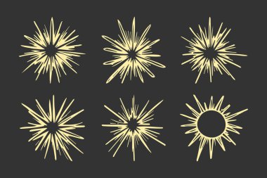 El çizimi karalama güneşi. Tasarım elemanı. vektör illüstrasyonu.