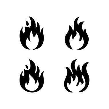 Ateş görüntüsü, alev ikonu. Beyaz arkaplanda siyah simge izole edildi.