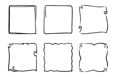 koleksiyon çerçeveleri, beyaz arkaplanda el çizimi mürekkep elemanları