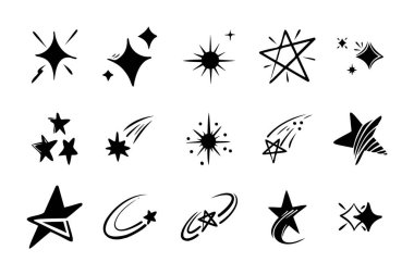 Starburst doodle set. Hand drawn star.