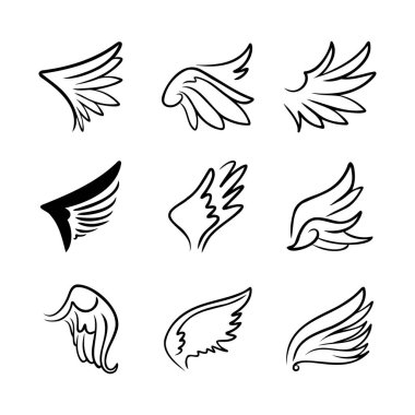 Robot melek kanatları. Melek tüyü kanadı. Vektör illüstrasyonu.